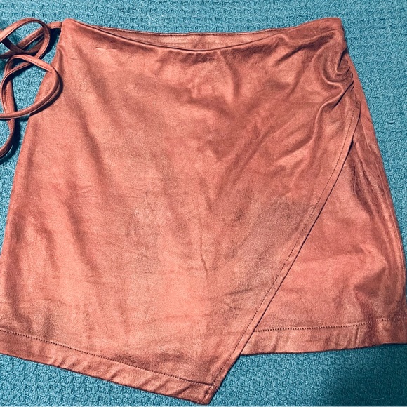 Free People Faux Suede Burgundy Skirt - Picture 2 of 3